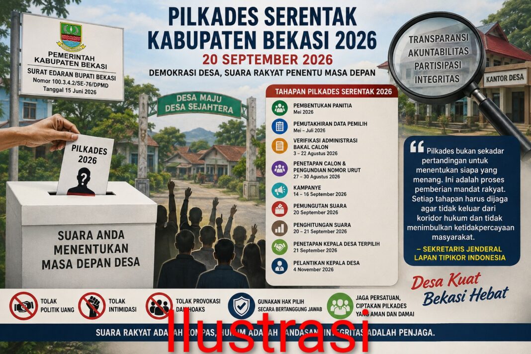 Pilkades Serentak Kabupaten Bekasi 2026, Lapan Tipikor Dorong Transparansi dan Pengawasan Ketat